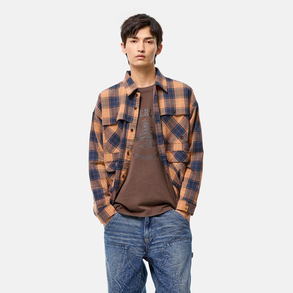 Lサイズ Timberland デニム BDシャツ ロゴ刺繍 ホワイトステッチ 90's Timberland Denim BD Shirt L / ティンバーランド デニム