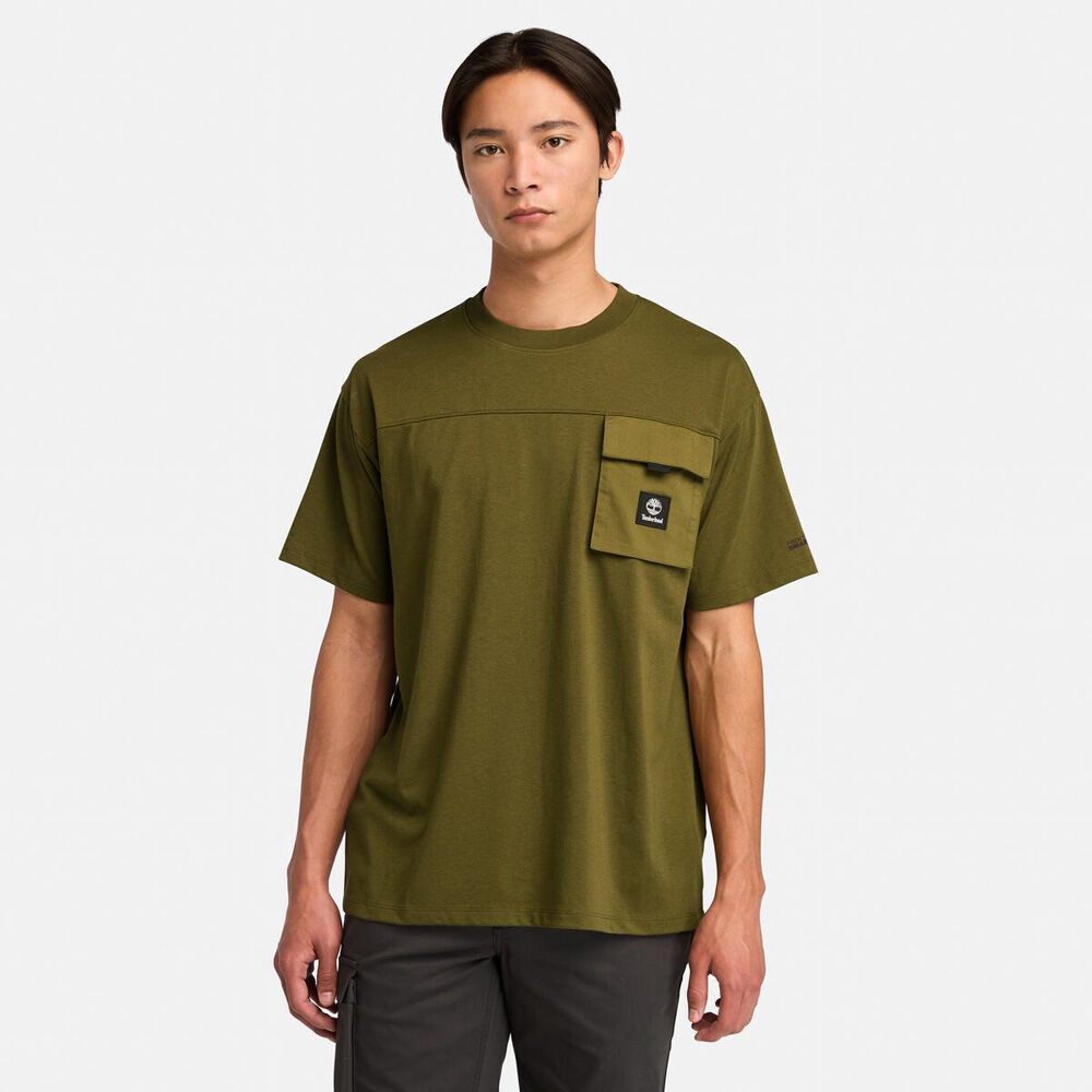 【Timberland】半袖 ロゴ Tシャツ グリーン / 送料無料 セール】メンズ 半袖 スローガン ロゴ Tシャツ（Tシャツ
