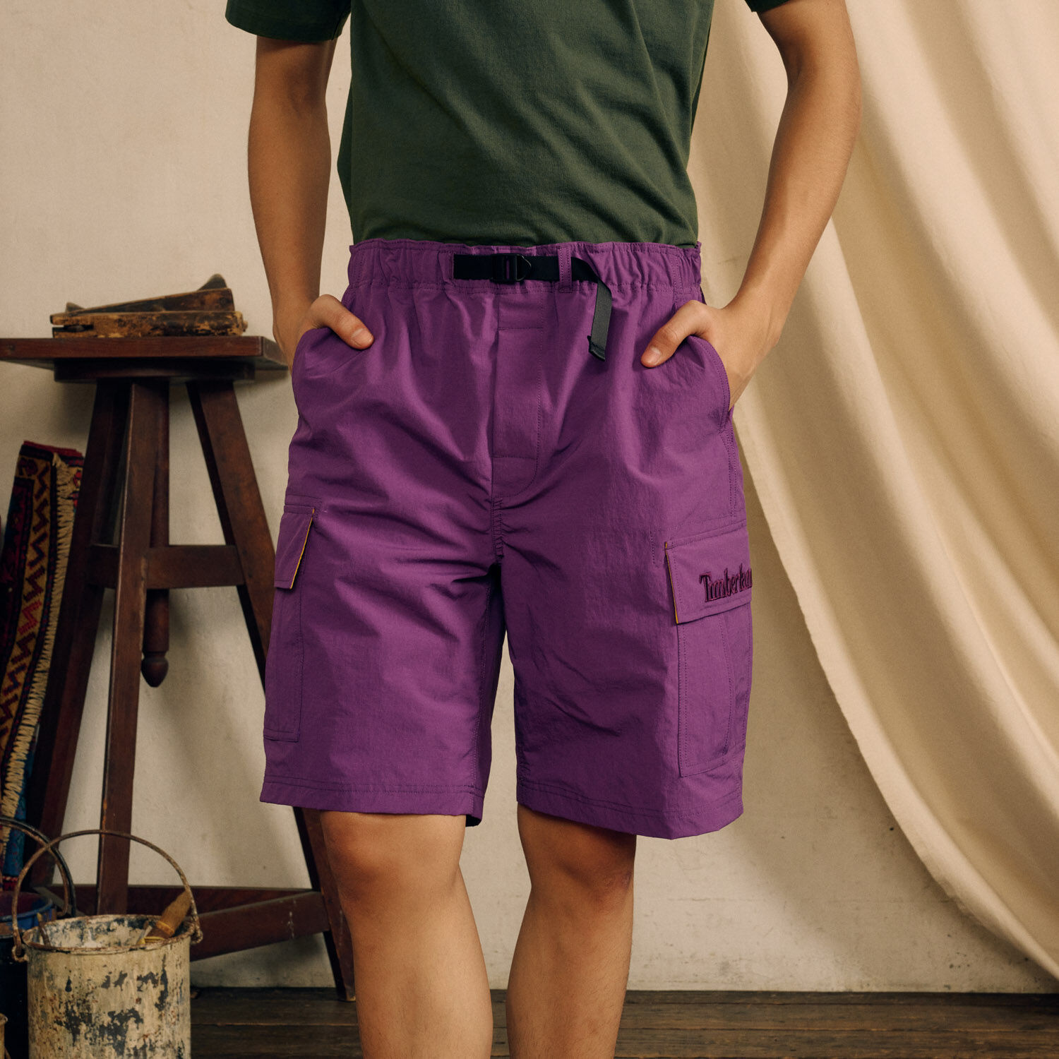 Timberland デニム ショートパンツ dead stock] 90s timberland デニムハーフパンツ ブラックデニム