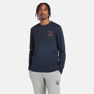 メンズ 長袖 ブーツ バック グラフィック Tシャツ