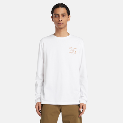 メンズ 長袖 ブーツ バック グラフィック Tシャツ