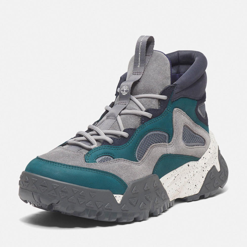 【White Mountaineering × Timberland】メンズ モーション スクランブル ミッド レースアップ ハイキングスニーカー - ミディアムブルー image number 10