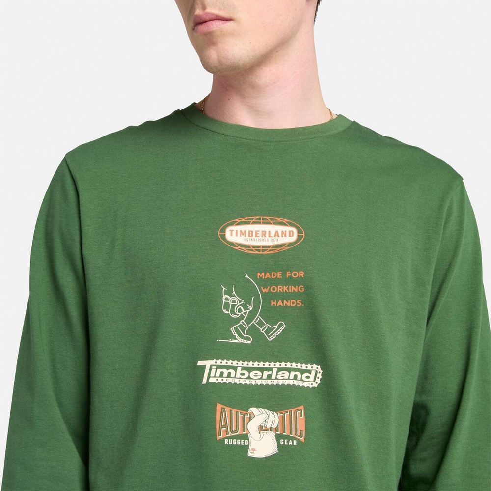 長袖 "Made For Working" グラフィック Tシャツ メンズ image number 3