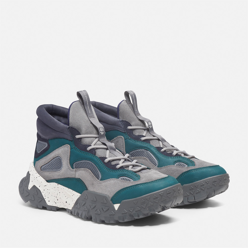 【White Mountaineering × Timberland】メンズ モーション スクランブル ミッド レースアップ ハイキングスニーカー - ミディアムブルー image number 5