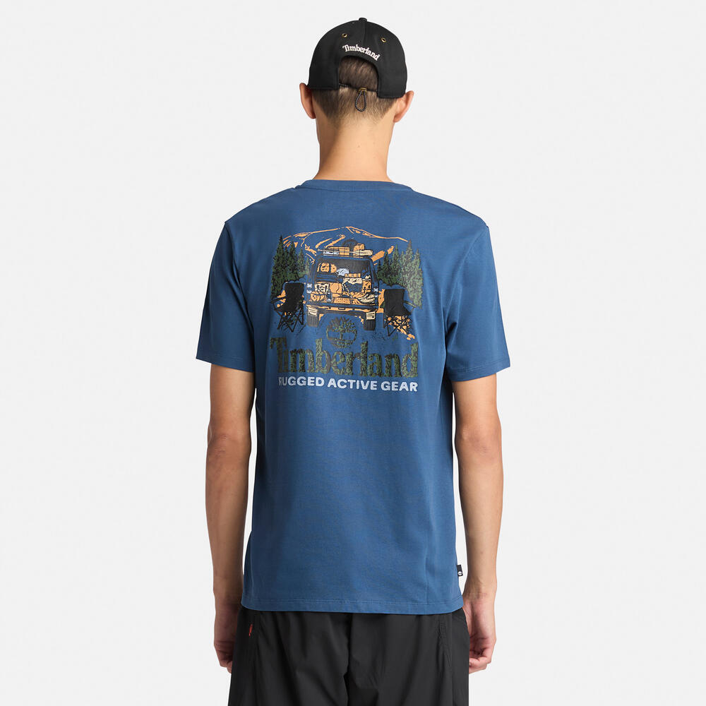 メンズ 半袖 ウォッシュド バック オン ザ ロード グラフィック Tシャツ image number 3